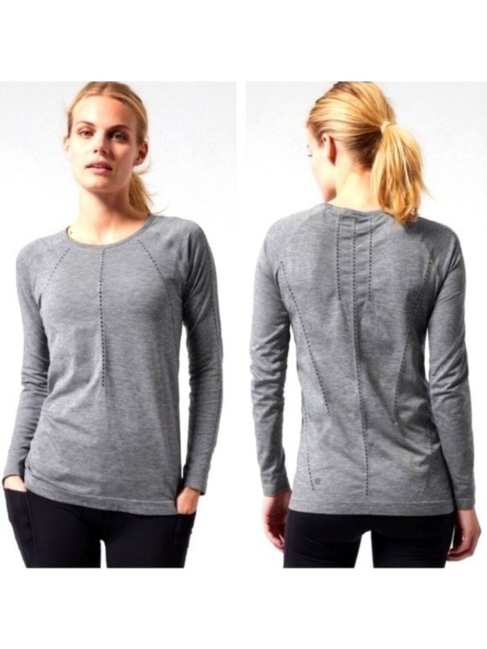 Athleta Foothills Heather Grey Long Sleeve Athletic Top M